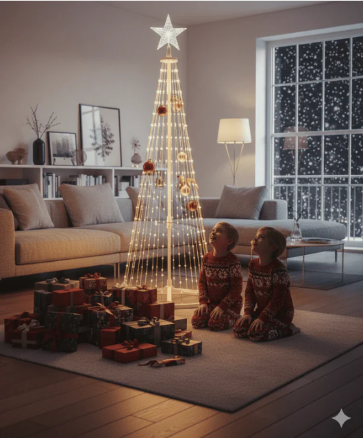 Arbol Navidad 2,10 Tiras Plegable Luzled